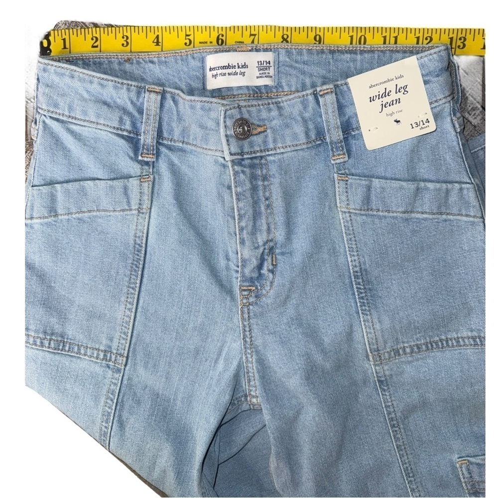 New Abercrombie kids  Wide Leg High Rise Light Wash 13/14 26 - Picture 11 of 13